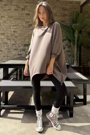 The Soft Tech Jersey Zippy Sweatshirt Mocha